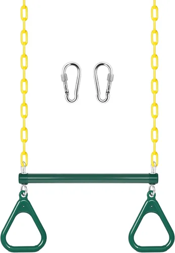 LadyRosian Anillos de Gimnasio Barra de Trapecio Columpio de 16", Cadena Resistente de 47" Juego de Columpio Accesorios con Mosquetones de Bloqueo,