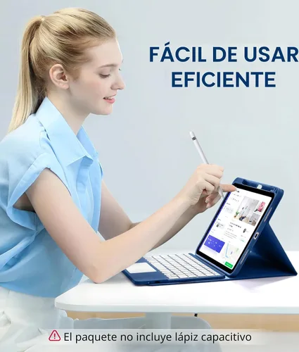 Miniatura 7 de Harvopu Funda compatible con iPad de 11ª y 10ª generación con teclado, funda tipo folio con soporte para lápices, trackpad multitáctil, Azul marino