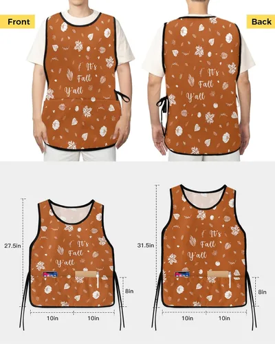 Miniatura 3 de Spring Flower Cobbler Aprons with 2 Pockets for Women Men, Modern Colorful Abstract Floral Plants