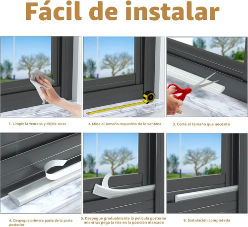 Miniatura 9 de Burletes de espuma en forma de cuña de 118", tira de sellado para ventanas y puertas, marco insonorizante, cinta aislante de invierno para puerta
