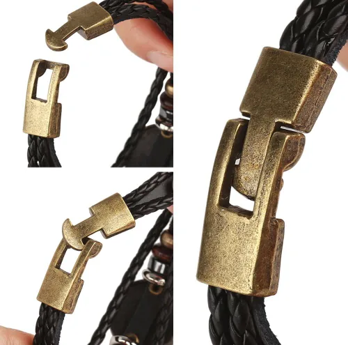 Miniatura 23 de Hamoery Pulsera de cuero de aleación punk para Constellation trenzada pulsera pulsera brazalete