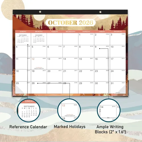 Miniatura 4 de Calendario de escritorio 2026 – enero de 2026 a diciembre de 2026, calendario de escritorio de tamaño pequeño de 14.6 x 11.5 pulgadas con 2