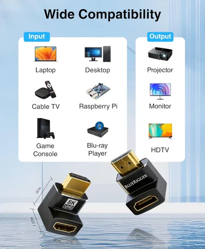 Miniatura 5 de BlueRigger Adaptador HDMI de 90 y 270 grados