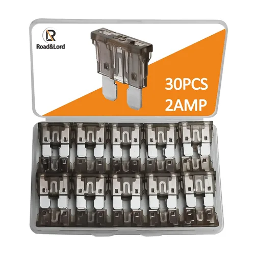 Kit de 30 piezas de fusibles de cuchilla estándar de 2A - Kit surtido de fusibles de cuchilla automotriz estándar, fusibles automotrices, fusible de