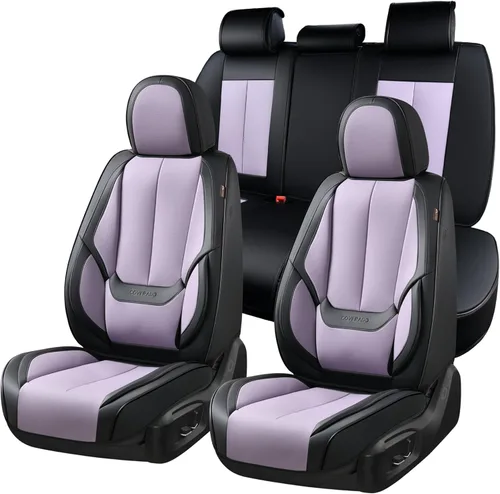 Miniatura 40 de Coverado Juego completo de fundas de asiento de automóvil, fundas de asiento negras para asientos delanteros y traseros de automóvil, protector