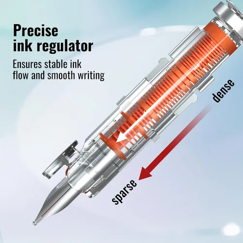 Miniatura 5 de WRITECH Clictek Pluma Estilográfica Retráctil: Plumín Medio Tinta Azul Barril Transparente Incluye 5 Cartuchos de Tinta Recargables, Escritura Suave