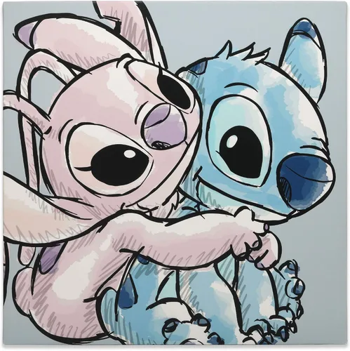 Open Road Brands Disney Lilo y Stitch con ángel Lienzo envuelto en galería Decoración de pared - Adorable arte de pared de Stitch para decoración