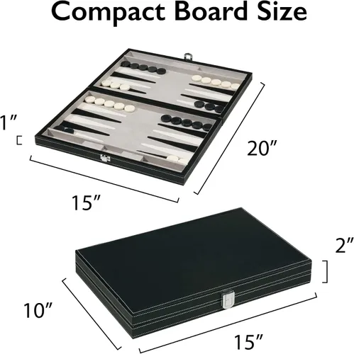 Miniatura 4 de Mainstreet Classics by GLD Products Juego de mesa Backgammon de 15 pulgadas, negro/blanco