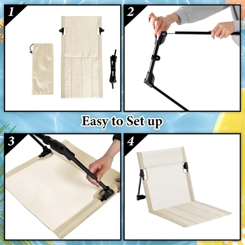Miniatura 7 de Paquete de 3 sillas portátiles junto a la piscina, sillas de playa plegables para adultos, asiento ligero sin patas con bolsa de transporte, silla