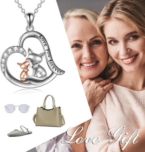 Miniatura 6 de POPLYKE Collar de plata de ley para mujer diseño de rana zorro mariquita mariposa regalo para el día de la madre para mamá hija esposa collar