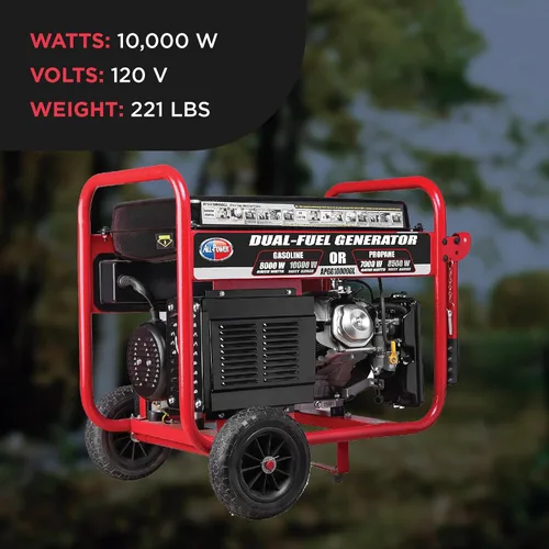 Miniatura 2 de All Power America - Generador de combustible doble de 10000 W, con arranque eléctrico, portátil, APGG10000GL 10000W, gas/propano, color rojo/negro