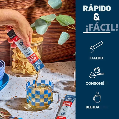Miniatura 7 de Mezcla instantánea Bare Bones de caldo de huesos, de huesos, de res, 10gr de proteína, apto para dieta Keto y Paleo, sobres en barras de 0.53 oz