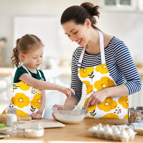 Miniatura 3 de Mommy and Me Apron Set, 2PCS Matching Aprons for Kids and Adults with Pocket, Adjustable Cute Kids Apron for Backing