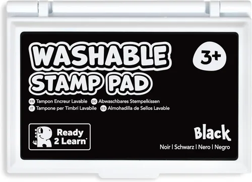 READY 2 LEARN - Juego de almohadillas de sellos lavables | Negro | Juego de almohadillas de tinta no tóxica y lavable para niños | Resistente a la