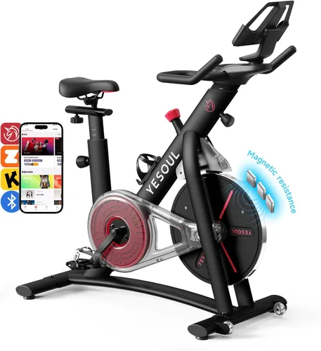Yesoul Black Exercise Bike for Home, Low Noise Indoor Cycling Bike for Home Gym Electric Stationary Bike with Tablet Mount & Comfortable Seat