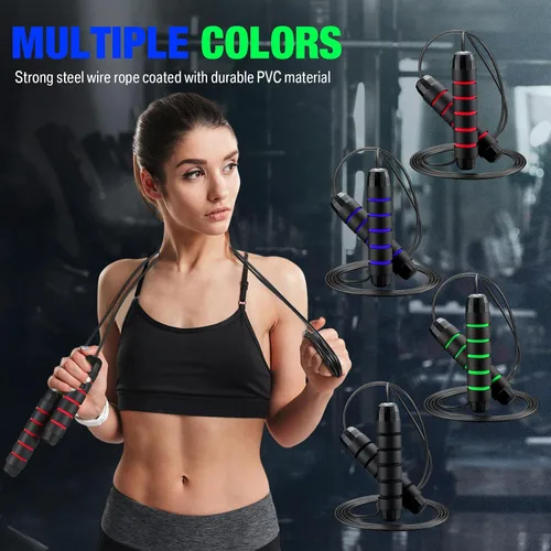 Miniatura 6 de HyDren 24 piezas de cuerdas de saltar para fitness con rodamientos de bolas salto de velocidad a granel cuerda de saltar ajustable con asas