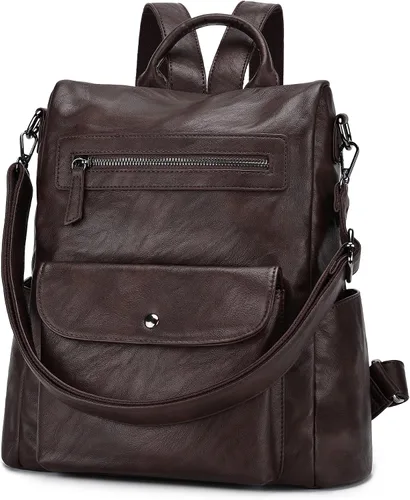 Miniatura 10 de VONXURY - Mochila para mujer, bolso de hombro de viaje de piel sintética antirrobo para mujer, bolso grande