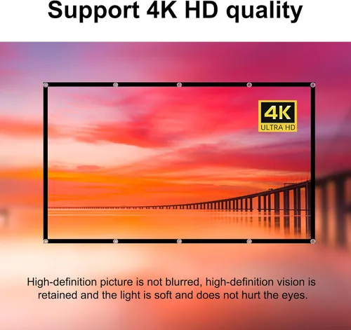 Miniatura 3 de TOWOND Pantalla de proyección de 100 pulgadas para interiores y exteriores, lavable, antiarrugas, 16:9, HD, pantalla de películas delanteras