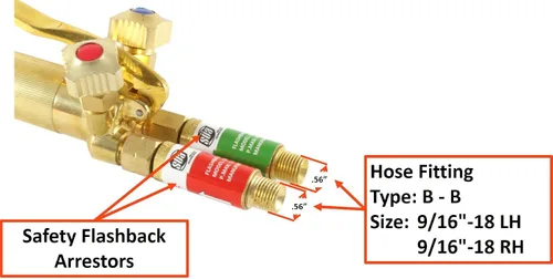 Miniatura 5 de SÜA Antorcha de corte recto resistente de 25 pulgadas con cabezal de 90° + reguladores + punta + pararrayos + manguera de 25 pies - compatible