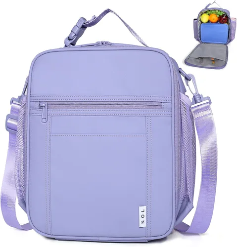 Miniatura 26 de NOL Bolsa de Almuerzo para Niños - Lonchera para niños de 3 años en adelante, reutilizable, aislada, con cierre de cremallera, asa de hebilla, Azul