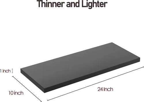Miniatura 3 de Juego de 1 estante de pared, estantes flotantes negros de 24 pulgadas de ancho x 10 pulgadas de profundidad x 1 pulgadas de alto, estante de pared
