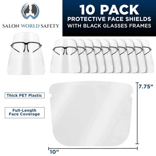 Miniatura 2 de TCP Global Salon World Protectores Faciales de Seguridad con Marcos de Gafas Negros (Paquete de 10) - Protectores Faciales Completos Ultra
