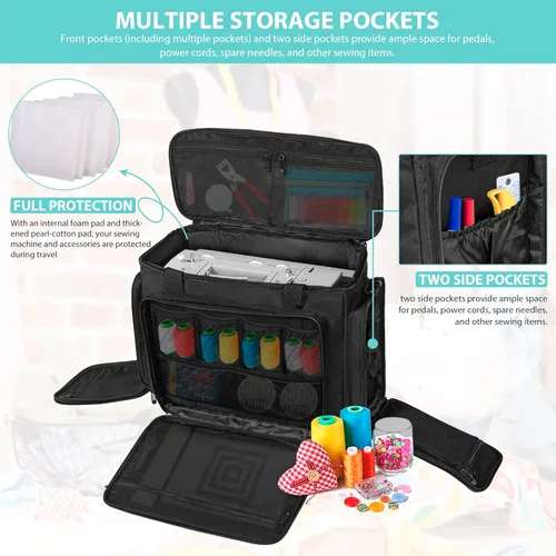Miniatura 6 de Estuche de transporte para máquina de coser con múltiples bolsillos de almacenamiento para accesorios, bolsa universal de almacenamiento compatible