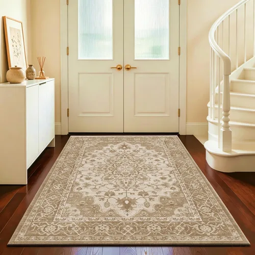 Miniatura 61 de Ukeler - Alfombra rústica con diseño floral para sala, dormitorio, comedor, Country rústico, Azul (luxury blue)