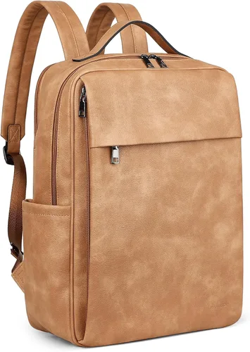 Miniatura 12 de MASINTOR Mochila Bolso de Cuero PU de 15.6 pulgadas para Portátil para Mujeres, Mochila Casual Grande para Universidad, Bolsa de Viaje, Negro