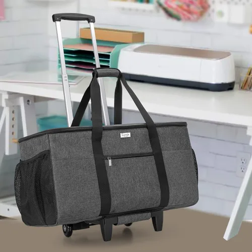 Miniatura 6 de LUXJA Bolsa con ruedas compatible con Cricut Maker (Explore Air) y fácil de presionar (9 x 9 pulgadas), funda de transporte para máquina troquelada