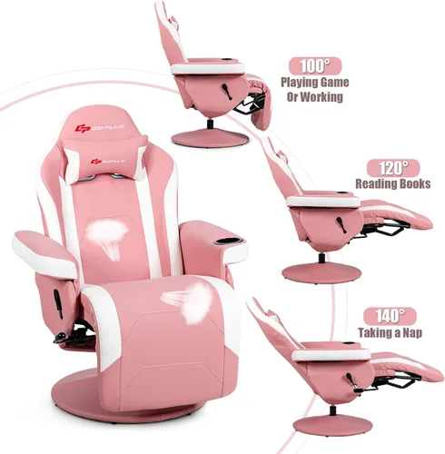 Miniatura 6 de POWERSTONE - Silla reclinable para videojuegos, silla de masaje de poliuretano con reposapiés, soporte para tazas, reposacabezas y bolsa lateral