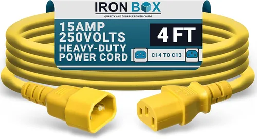 Miniatura 66 de IronBox Electric - Cable de Alimentación C14 a C13 de Servicio Pesado, 15A, 250V, Cable de Extensión para Computadora 14/3 AWG - Cables