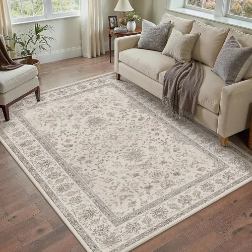 Miniatura 75 de PureCozy - Alfombra de área beige de 8 x 10, lavable, vintage, alfombra para sala de estar, dormitorio, gran alfombra suave retro de pelo bajo