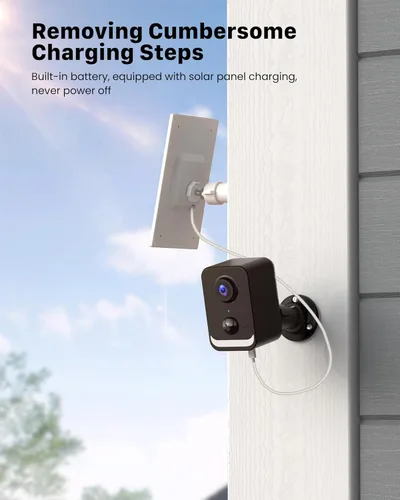 Miniatura 2 de Cámaras de seguridad PEEIPM inalámbricas para exteriores: cámaras con energía solar para sistema de seguridad del hogar WiFi, batería, kit de 2-negro