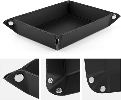 Miniatura 4 de Luxspire Bandeja de valet bandeja de piel sintética bandeja de Catchall bandeja de llaves de joyería para hombres y mujeres placa de almacenamiento