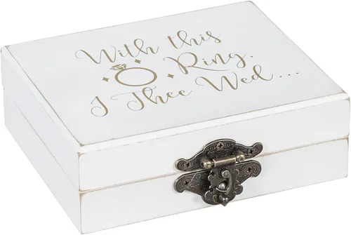 Caja para anillos de Cypress Home, para él y para ella, 5 pulgadas de ancho x 6 pulgadas de profundidad x 2 pulgadas de altura Con este anillo