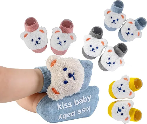 Miniatura 17 de Calcetines de algodón con agarre antideslizante para bebés, bebés, niñas, regalos para niñas