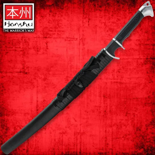 Miniatura 3 de HONSHU Sub-Hilt Wakizashi - Espada y funda Hoja de acero de alto carbono 1060 Mango TPR y protector de acero al carbono Funda de madera