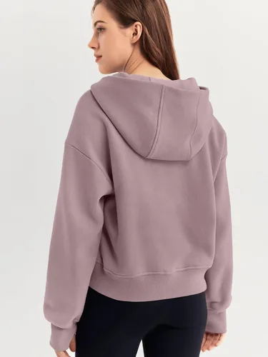 Miniatura 5 de Trendy Queen Sudaderas con capucha para mujer, con cremallera de un cuarto, sudaderas de gran tamaño, media cremallera con bolsillos, ropa de otoño