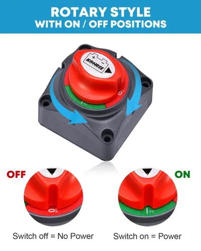 Miniatura 2 de Kohree 2 Pack Battery Disconnect Switch, 12V 24V 48V On/Off Heavy Duty Battery Shut Off Kill Isolator - Waterproof Marine Cut Off Switch 275 Amps