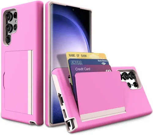 Miniatura 20 de Funda para Samsung Galaxy S25 con tarjetero, ranura para tarjeta de crédito Funda protectora tipo cartera - Negro