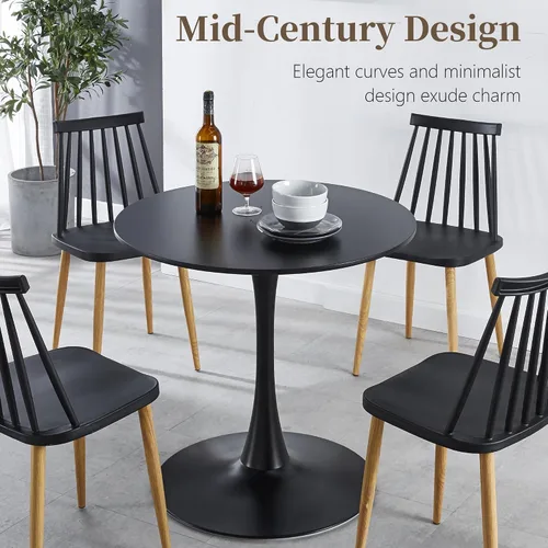 Miniatura 3 de Mesa de comedor redonda de 31.5 pulgadas, mesa de tulipanes de mediados de siglo con base de pedestal de metal, mesa de ocio moderna para espacios