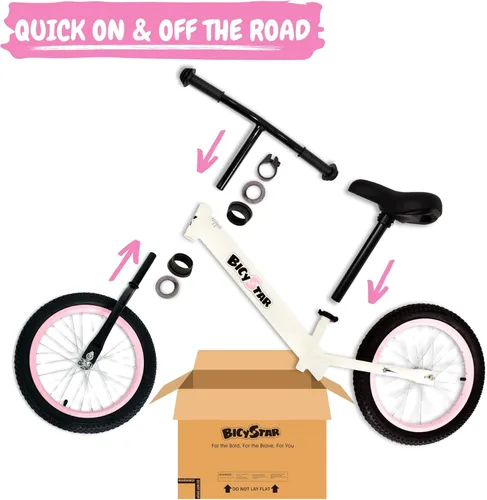 Miniatura 5 de Bicystar Bicicleta de equilibrio para niños de 16 pulgadas para niños de 5 a 8 años, sin pedales, neumáticos de aire, reposapiés, altura ajustable