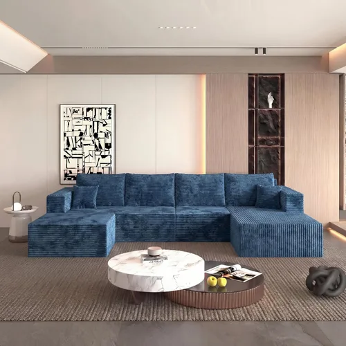 Miniatura 18 de Sofá otomano modular de pana de 28 pulgadas sin hueso, sofá otomano seccional para sala de estar, color beige
