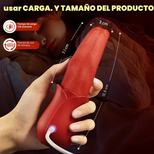Miniatura 6 de Vibrador de juguetes sexuales para adultos para mujeres, vibrador de punto G, consolador de rosa, juguetes sexuales con 10 lamidas y 10 modos