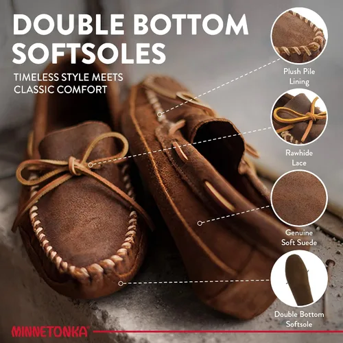 Miniatura 3 de Minnetonka Suela suave de doble parte inferior para hombre, Marrón