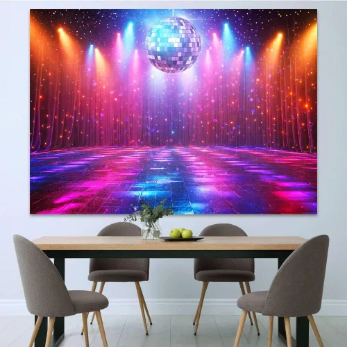 Miniatura 6 de Telón de fondo para decoración de discoteca, retro brillante, fiesta de los años 70, 80, 90, temática de escenario, danza, decoración de fiesta