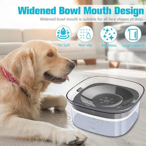 Miniatura 5 de UPSKY Cuenco de agua para perros de 70 onzas, 2 litros, sin derrames, gran capacidad, a prueba de derrames, alimentador de agua lento para mascotas