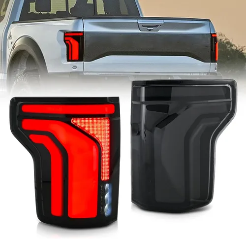 Miniatura 9 de letsdate Luces traseras ahumadas compatibles con camioneta F150 de 13ª generación 2015-2019 halógenas de fábrica solo con animación con luces