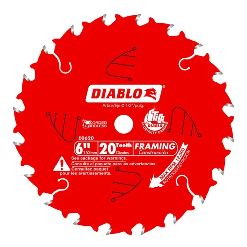 Miniatura 7 de Diablo Hoja de sierra para enmarcar para madera, 7-1/4 pulgadas x 24 dientes, corte delgado, antivibración, larga vida útil para enmarcar y madera